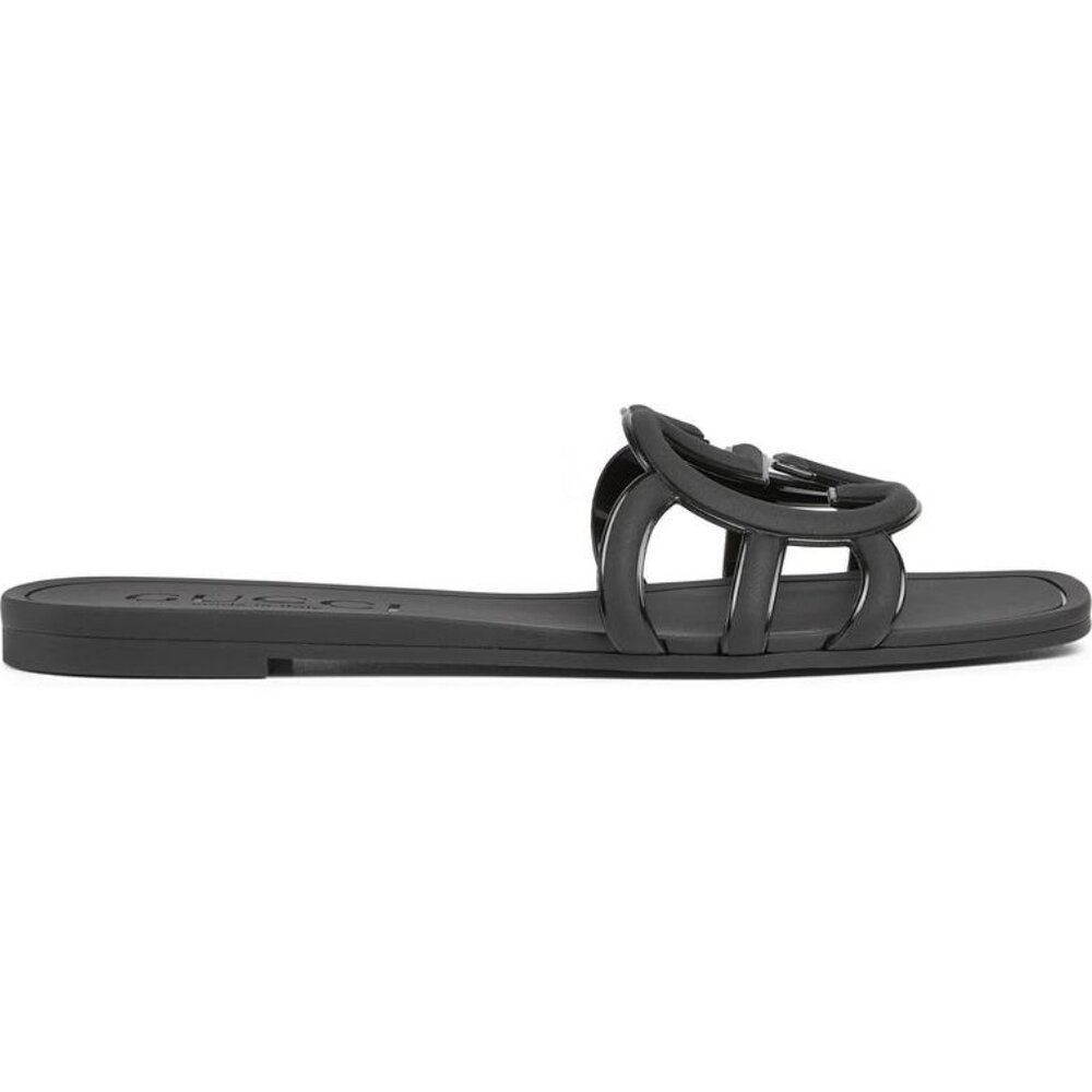Gucci Palma Black Slide Sandals Size 40 Box & Dust Bag Luxury Designer Rubber - Picture 6 of 8